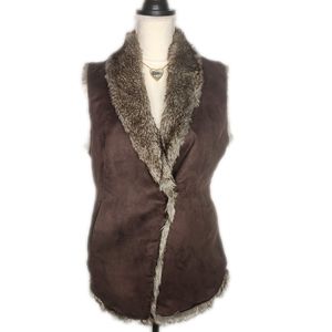 Crosby, Vest, Brown Faux Fur Lined. Large